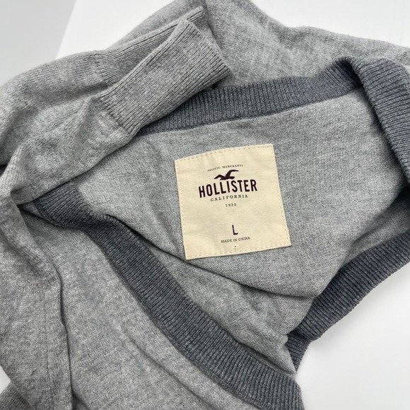 VTG Y2K Hollister Grey + Pink Sweater Cardigan Button Down Women's Size Large - Picture 6 of 7